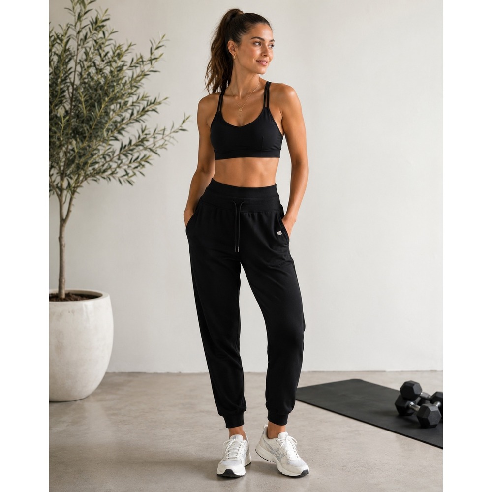 Vuori Performance Summit Joggers Black High Rise Drawstring Active Lounge Pants